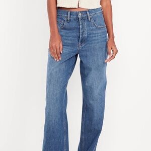 Old Navy The Slouchy Straight Jeans Size 8 Mid Rise Light Wash Relaxed Fit